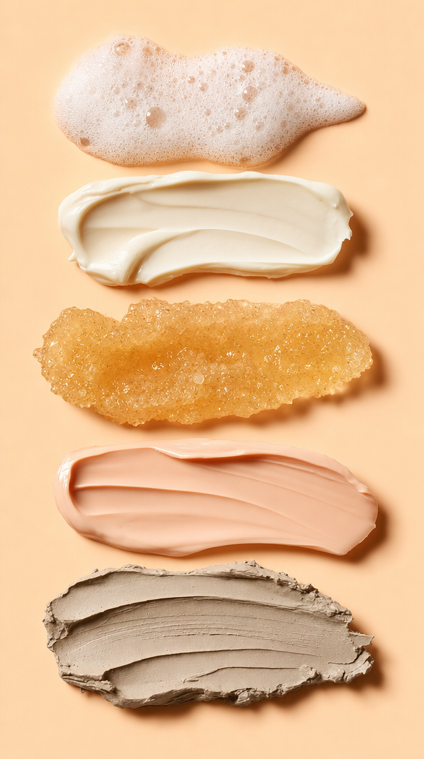 Beauty — cream and clay texture swatches